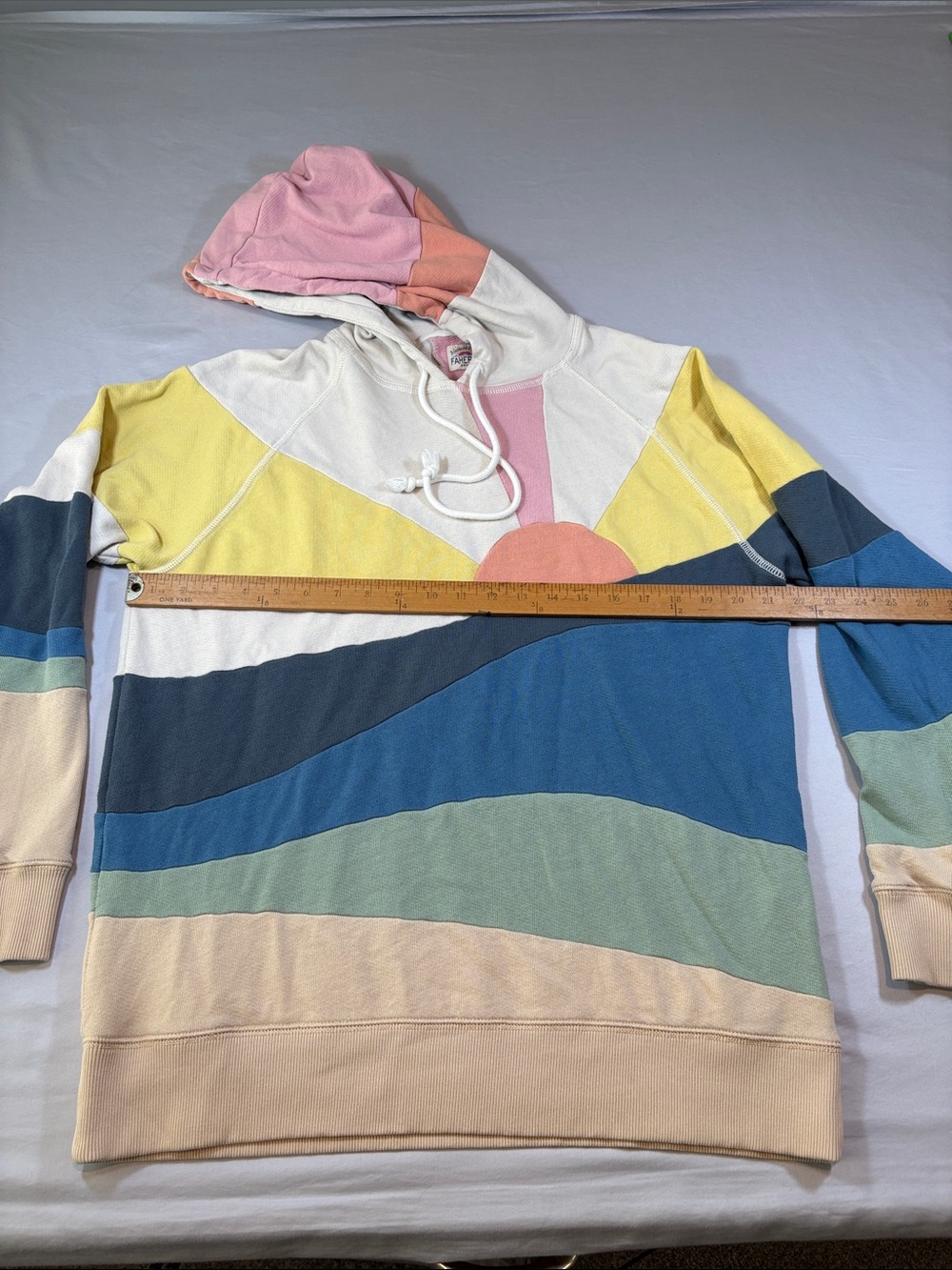 Faherty Brand Women's Soleil Hoodie - Sun and Sea Colorblock Patchwork - Size L - Picture 5 of 11